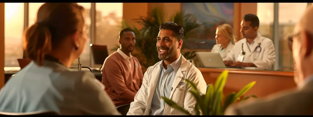 a professional office environment showcases a diverse group of healthcare professionals engaged in a collaborative discussion with insurance representatives, emphasizing the importance of open communication and partnership in overcoming medical billing challenges, with warm, ambient lighting enhancing the atmosphere of trust and cooperation.