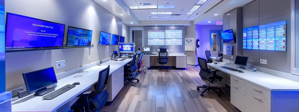 a sleek and modern orthopedic billing office, adorned with advanced software displays and training materials, bathed in soft, ambient lighting, showcasing a collaborative environment focused on accuracy and efficiency in healthcare billing practices.