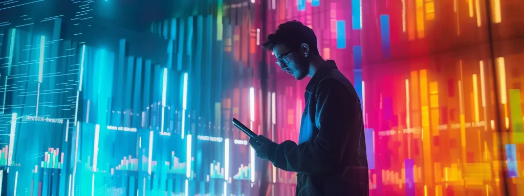 a visually striking scene depicting a healthcare professional analyzing patient data on a digital tablet, symbolizing the concept of capitation in medical billing with a backdrop of vibrant medical charts and financial graphs illuminated by soft, focused lighting.