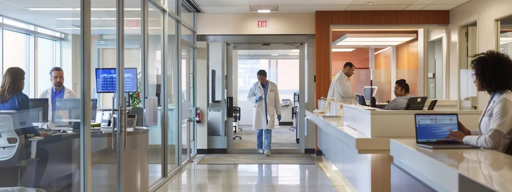 a modern healthcare office showcases a team of medical billing specialists collaborating around advanced technology, emphasizing efficient workflow and the reduction of administrative burdens for healthcare providers.