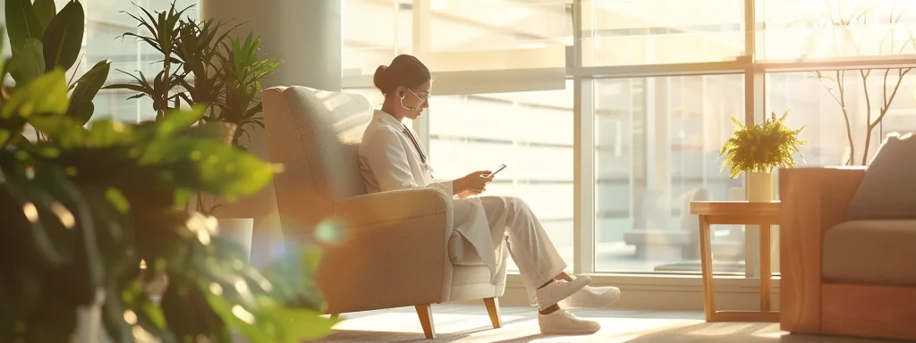 a serene healthcare environment featuring a focused medical professional engaging with patients, symbolizing the seamless integration of compassionate care and efficient billing services under soft, natural light.