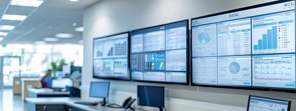 a modern healthcare office showcases a sophisticated electronic health record system with digital screens displaying structured patient documentation templates, emphasizing the precision and organization essential for effective patient encounter management and billing compliance.