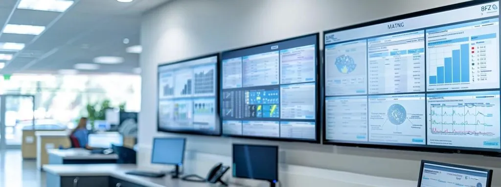a modern healthcare office showcases a sophisticated electronic health record system with digital screens displaying structured patient documentation templates, emphasizing the precision and organization essential for effective patient encounter management and billing compliance.