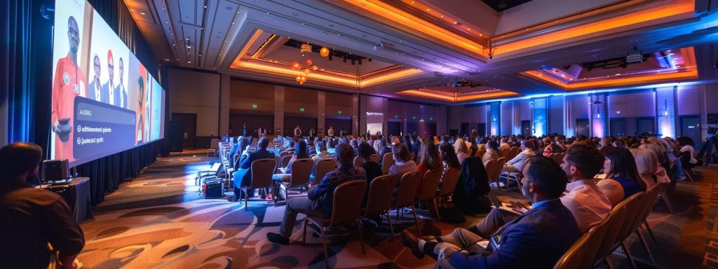 a modern conference room filled with diverse professionals engaging in a dynamic brainstorming session, surrounded by visual aids and digital screens that highlight innovative mental health strategies and frameworks.